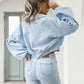 Women's Cropped Corduroy Jacket with Balloon Sleeves