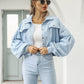 Women's Cropped Corduroy Jacket with Balloon Sleeves