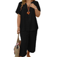 Women's Casual Short Sleeve Top & Wide Leg Pants Set