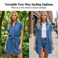 👗 LIMITED-TIME 50% OFF! 💥 Women's Casual Denim Shirt Dress – Drawstring Waist, Rolled Sleeves, Pocket ✨