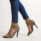 👠 50% OFF NOW! 🐆 Women's Stylish Slim Heel Sandals – Open-Toe, Elasticized Upper & No Instep Snagging ✨