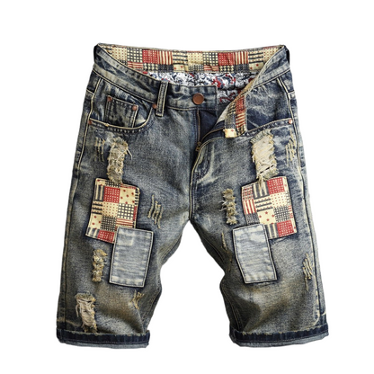 👖 LIMITED-TIME 50% OFF! 🩳 Men's Ripped Denim Shorts – Distressed, Patched, Retro Wash ✨