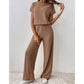 👕 LIMITED-TIME 50% OFF! ✨ Women's Ribbed Knit Top & Wide-Leg Pants Set – Drop Shoulder, Soft Fabric, Two-Piece 🍂
