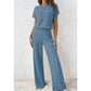 👕 LIMITED-TIME 50% OFF! ✨ Women's Ribbed Knit Top & Wide-Leg Pants Set – Drop Shoulder, Soft Fabric, Two-Piece 🍂