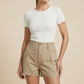 Women's High-Waist Cargo Shorts with Pockets