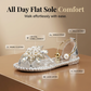 🎁New Arrival 30% OFF💥 Faux Pearl & Crystal Embellished Flat Sandals
