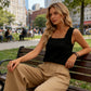 Women's Square Neck Pleated Tank Top