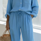 Women’s Chic Faux-Linen Two-Piece Outfit