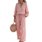 Women’s Chic Faux-Linen Two-Piece Outfit