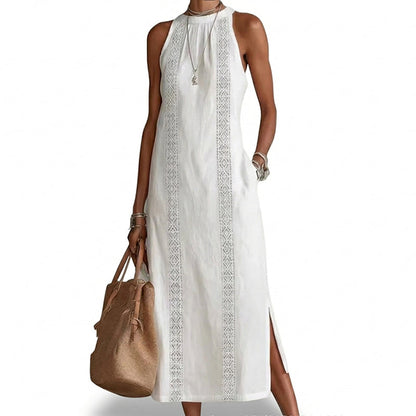 ✨2026 New Arrival 50%Off💖Women Halter Lace Panel Midi Dress