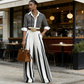 📢📢40% OFF !! ⏰Women's Striped Shirt & Wide-Leg Pants 2-Piece Set
