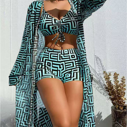 👙 50% OFF NOW! 🌊 Women's 3-Piece Geometric Print Swimwear Set – Versatile, Supportive & Quick-Drying ✨