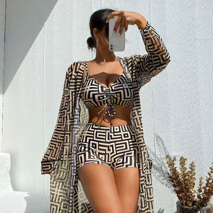 👙 50% OFF NOW! 🌊 Women's 3-Piece Geometric Print Swimwear Set – Versatile, Supportive & Quick-Drying ✨