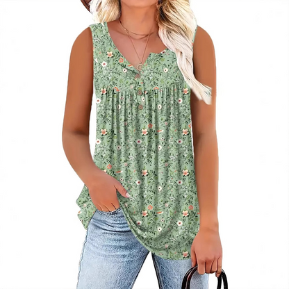 👚 50% OFF NOW! 🌸 Women's Printed Button Sleeveless Top – Chic Print, Breathable & Lightweight ✨