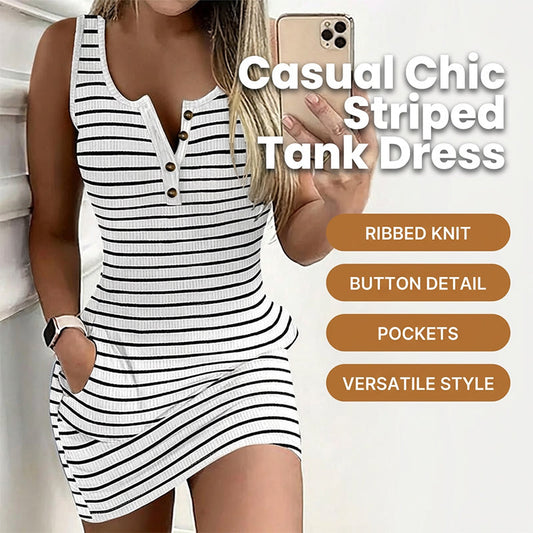 📢📢40% OFF !! ⏰Women's Striped Bodycon Tank Dress