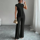 👗 50% OFF NOW! 🌸 Elegant Mock Neck Top & Wide-Leg Pants 2-Piece Set – Ribbed Texture, Flowing Silhouette & Versatile Style ✨