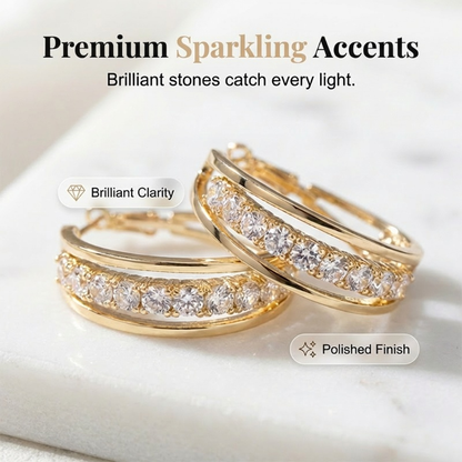Elegant Geometric Hoop Earrings with Sparkling Accents