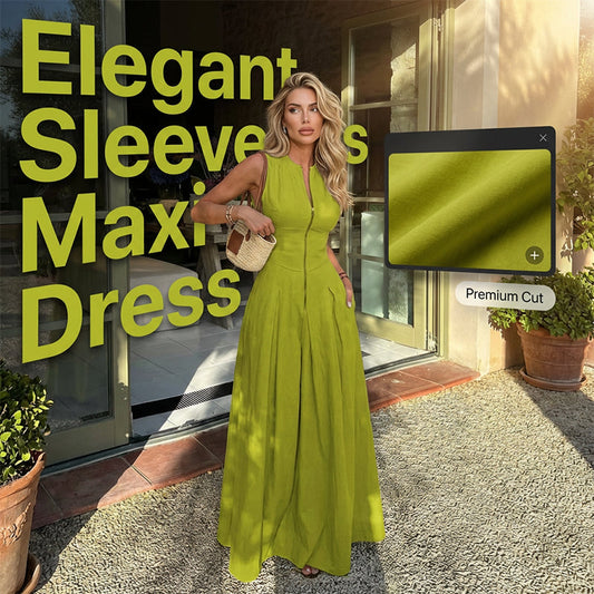 👗 50% OFF NOW! 🥳 Sleeveless Zip-Front A-Line Maxi Dress – Flowy & lightweight – Perfect for summer parties or casual elegance – chic and comfortable 🌸✨