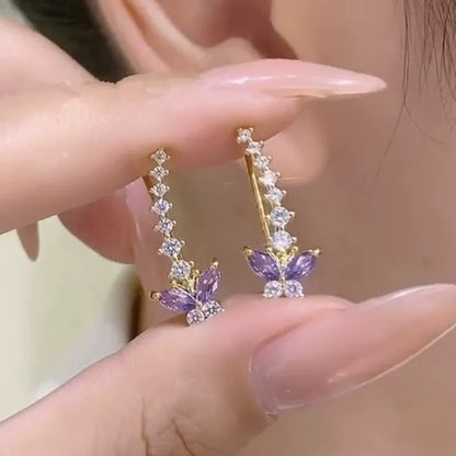 Sparkling Butterfly Crawler Earrings