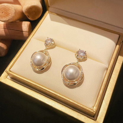 ✨Buy 1 Get 1 Free✨Elegant Pearl & Crystal Swirl Drop Earrings
