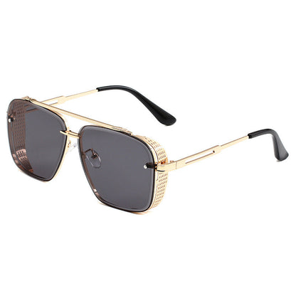 Men's Retro Double Bridge Metal Frame Sunglasses