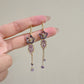 Synthetic Diamond Floral Tassel Earrings
