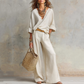 🌸 LIMITED-TIME 50% OFF! 👚 Women's V-Neck Top & Wide-Leg Pants Set – Chic, Coordinated & Breezy 👖