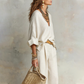 🌸 LIMITED-TIME 50% OFF! 👚 Women's V-Neck Top & Wide-Leg Pants Set – Chic, Coordinated & Breezy 👖
