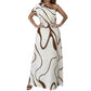 📢📢30% OFF !! ⏰Women's Abstract Print One-Shoulder Maxi Dress