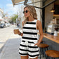 Women's Striped Sleeveless Top & Shorts 2-Piece Set