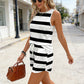 Women's Striped Sleeveless Top & Shorts 2-Piece Set