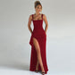 Square-Neck Sleeveless Bodycon Dress with High Side Slit