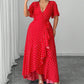 Women's Polka Dot V-Neck Maxi Dress