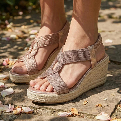 📢📢40% OFF !! ⏰Women's Casual Bohemian Woven Wedge Sandals