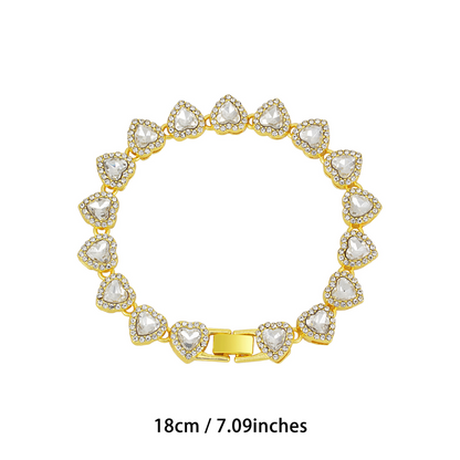 💎 50% OFF NOW! ✨ Sparkling Heart Statement Chain Necklace – Rhinestone, Gold/Silver, Adjustable Length – Perfect Gift 💖