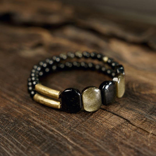 Vintage Black & Gold Beaded Bracelet