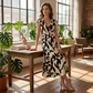 👗Women's Casual Printed V-Neck Ruffle Dress🌺