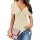 Women's Short Sleeve V-Neck Twist Front Tunic Top