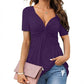 Women's Short Sleeve V-Neck Twist Front Tunic Top