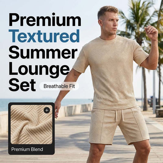 Men's Textured Short-Sleeve Shirt and Shorts Set