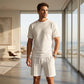 Men's Textured Short-Sleeve Shirt and Shorts Set