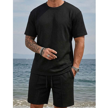 Men's Textured Short-Sleeve Shirt and Shorts Set