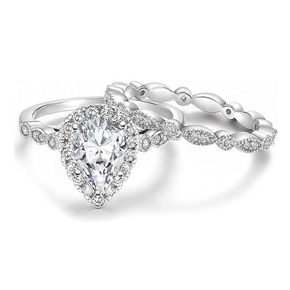 💍 LIMITED-TIME 50% OFF! ✨ Pear-Shaped Teardrop Engagement Ring Set – Vintage, Zircon, Stackable 👑