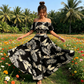 Women's Tropical Leaf Print Off-Shoulder Two-Piece Set