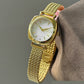 Vintage-Style Quartz Watch with Mesh Strap