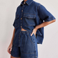 👕 LIMITED-TIME 50% OFF! ✨ Denim Shirt & Shorts Set – Relaxed Fit, Drawstring Waist, 2-Piece 🧵