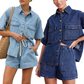 👕 LIMITED-TIME 50% OFF! ✨ Denim Shirt & Shorts Set – Relaxed Fit, Drawstring Waist, 2-Piece 🧵