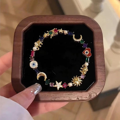💫 LIMITED-TIME 50% OFF! ✨ Celestial Charm Bracelet – Sun, Moon, Stars, Multi-Color Crystals, Gift with Free Box 🎁