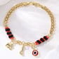 Bohemian Evil Eye Bracelet – Elephant & Hamsa Charms, Gold-Tone, Adjustable ✨