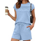 📢📢40% OFF !! ⏰Women's Pintuck T-Shirt & Drawstring Shorts 2-Piece Set
